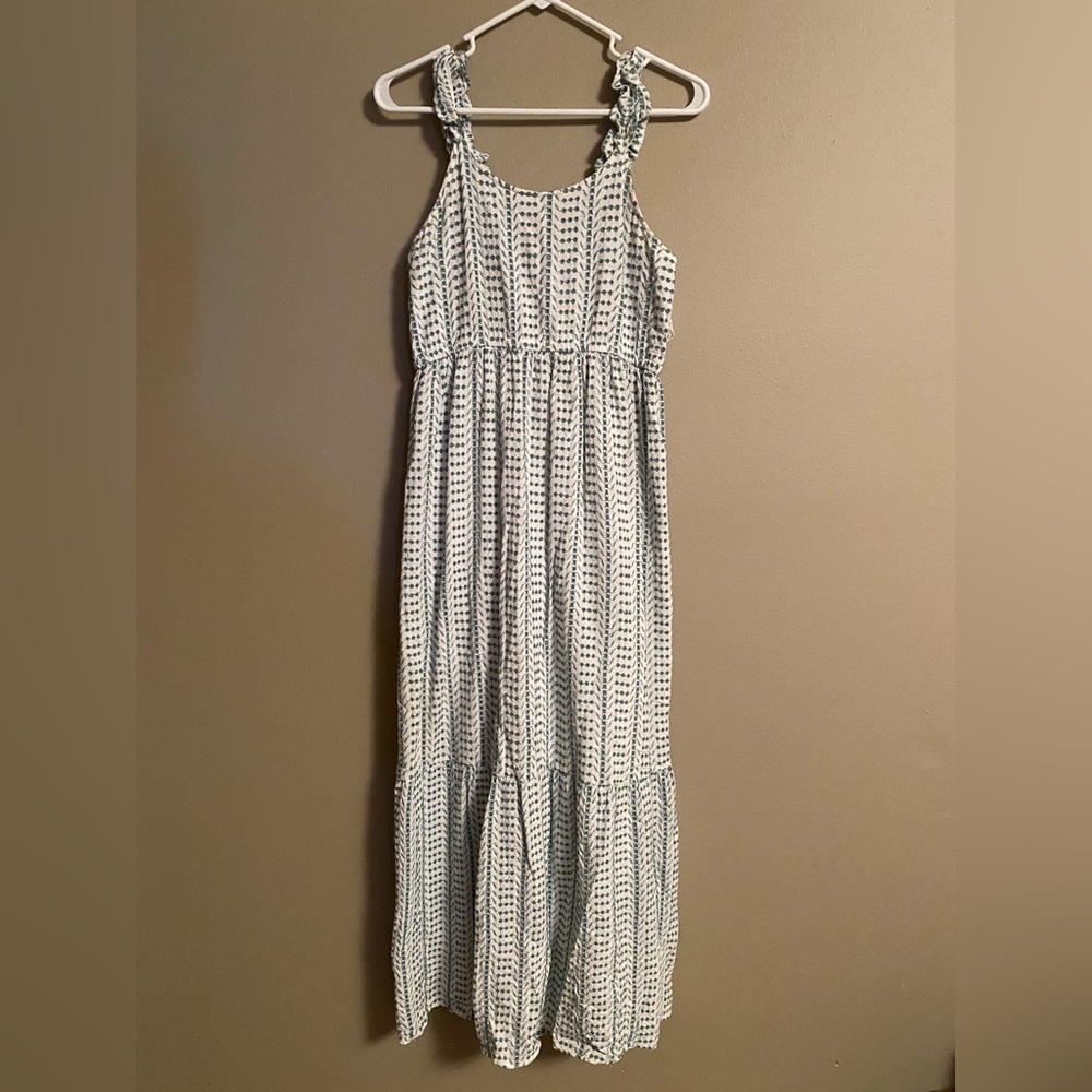 Blue and white maxi dress